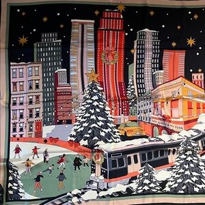 Kate Spade New York Silk Scarf NYC Holiday Print NWT
